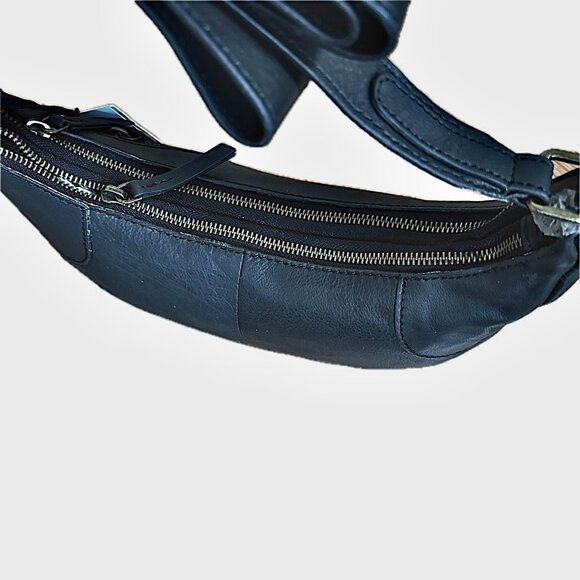 Born Leather Hobo Bag Retro-Insprd Crescent Shape Black Adjustable Crossbody NEW - Picture 7 of 8